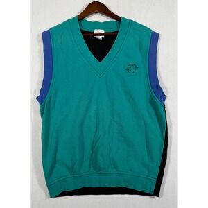 Vintage Reebok Greg Norman Teal Colorblock Sweatshirt Vest Mens Medium